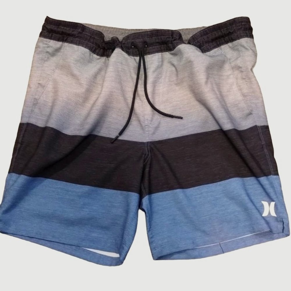 Hurley Mens Board Shorts Swim Trunks  Blue/Black/Silver XL